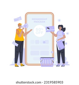 Flat design online shop membership program