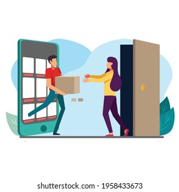 flat design for online shopping banner