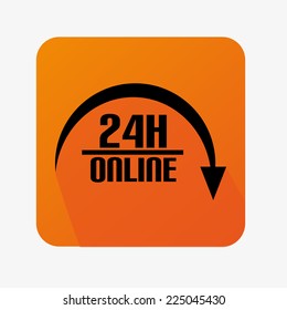 Flat Design For On-line Shopping With Long Shadow In a Orange Square
