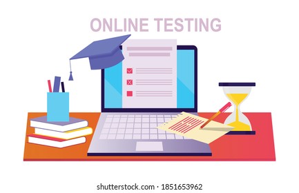 Konzept der Online-Testgrafik für Flachdesign 