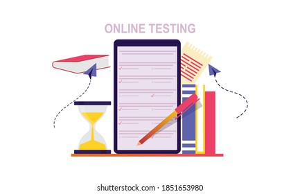 Flat design online testing illustration concept 