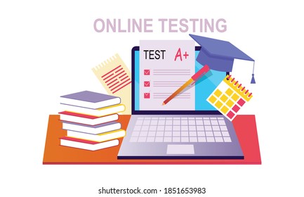 Flat design online testing illustration concept 