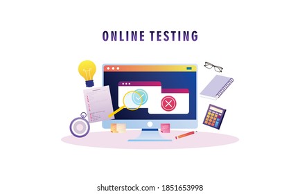 Flat design online testing illustration concept 
