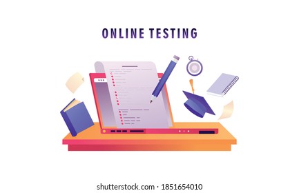 Flat design online testing illustration concept 