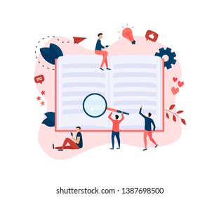 Flat design open book. Reading concept. Vector illustration	