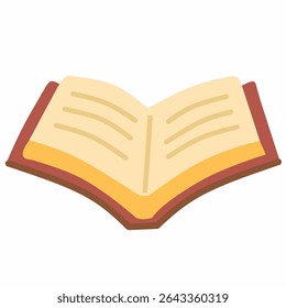 Flat design of an open book, resembling the Quran. Ideal for Islamic education, Ramadan materials, religious apps, Islamic posters, and holy book visuals for spiritual or cultural projects.