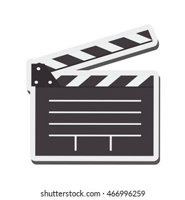 flat design open clapperboard icon vector illustration
