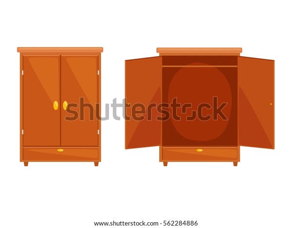 Flat Design Open Closet Wardrobe Icon Stock Vector (Royalty Free) 562284886