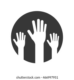 flat design open hands icon vector illustration