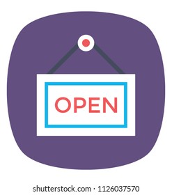 A flat design of open signboard 