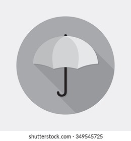 Flat design open umbrella icon with long shadow