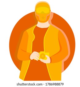 flat design of orang mask with circle background