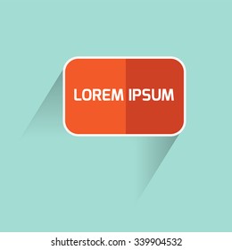 Flat design orange button with a long shadow. Vector illustration