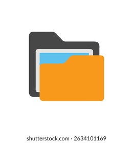 Flat design orange and gray folder icon on White Background