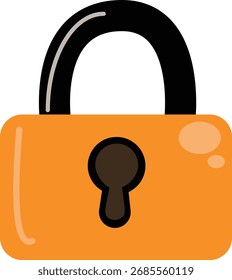Flat Design Orange Padlock Keyhole Security Protection Privacy Vector Illustration