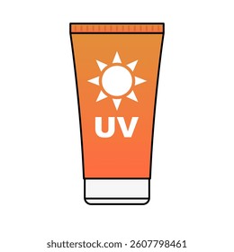Flat design orange sunscreen tube icon. Vector.