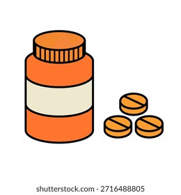 Flat design orange supplement icon. Vector.
