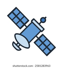 Flat design orbital research satellite isolated vector illustration