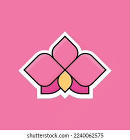 Flat Design of Orchid Flower, can be used as sticker, logo, and poster