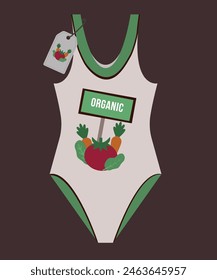 Flat Design Organic Illustration and Swimsuit at Vegetables Patterns