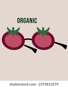 Flat Design Organic Illustration with Tomato Glasses