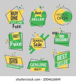 Origami-Labels für Flachdesign, Sonderangebot Vektordesign 