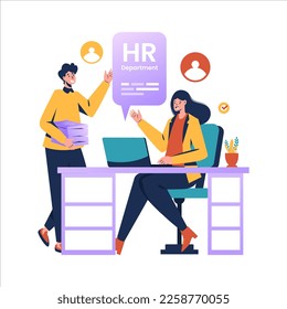 Flat design of our team meet human resources department