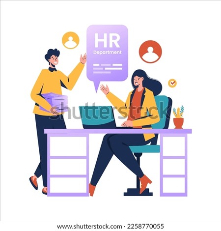 Flat design of our team meet human resources department