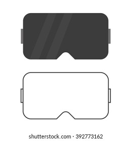 Flat design, outline virtual reality glasses icons isolated on white background.