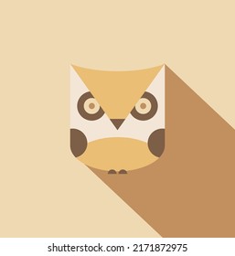 Flat design owl with brown background