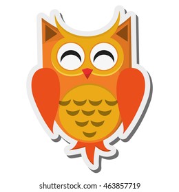flat design owl cartoon icon vector illustration
