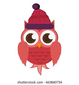 flat design owl cartoon icon vector illustration