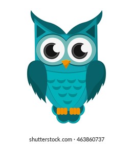 flat design owl cartoon icon vector illustration