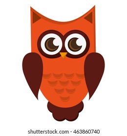 flat design owl cartoon icon vector illustration