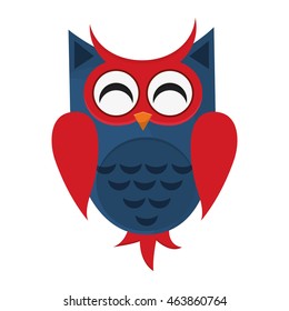 flat design owl cartoon icon vector illustration
