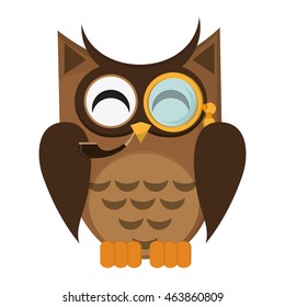 flat design owl cartoon icon vector illustration