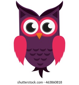 flat design owl cartoon icon vector illustration