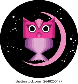 design liso coruja bonito na noite lua vetor conceito ilustração