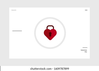 flat design padlock valentine-themed icon on a white background