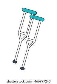 flat design pair of crutches icon vector illustration