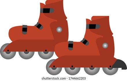 Flat Design of a pair of Roller Skate, Rollerskating