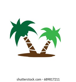 Flat design palm tree icon. Vector illustration.