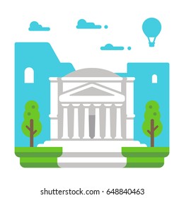 Flat design Pantheon Rome illustration vector