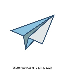 Flat Design Paper Airplane Isolated on White Background Illustration