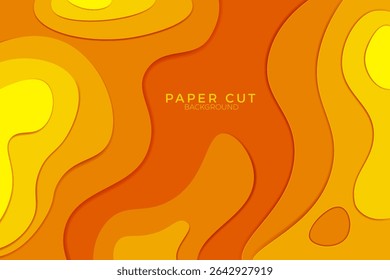 flat design paper cut background topography with orange color