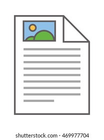 flat design paper document with image icon vector illustration