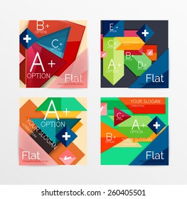 Flat design paper infographic banner set.  Color layouts with some business text and geometric elements