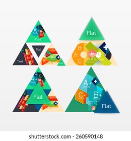 Juego de banner de papel plano para la infografía.  Diseños de color con algunos elementos geométricos y de texto empresarial