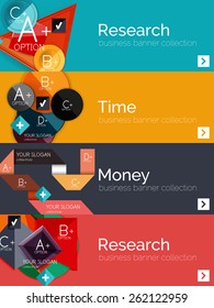 Flat design paper infographic banner set. Color layouts with some business text and geometric elements Flat design paper infographic banner set. Color layouts with some business text and geometric elements