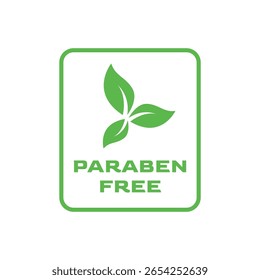Flat Design Paraben Free Logo with Botanical Element